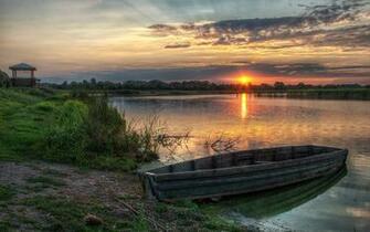 Lakes Grass Reeds Sky Sunset Sunrise HDr Sun Wallpaper Background