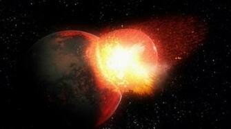 Planet Crash Space Explosion Wide HD Desktop Background