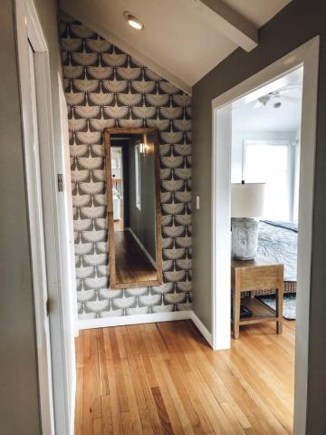 After Hallway Accent Wall Wallpaper Living Room