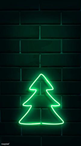Christmas Tree Neon Sign On A Dark Brick Wall Vector Premium