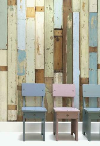 The Look Is Accomplished With Scrapwood Wallpaper From