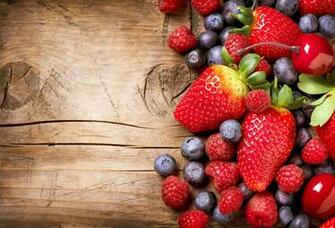 Berries On Wooden Background Organic Berry Over Wood