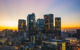 Wallpaper Los Angeles Usa Skyscrapers Sunset