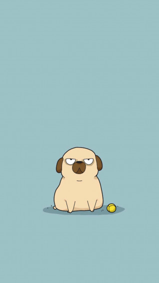 Cartoon Pug Dog With Ball Wallpaper