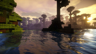 Enjoy The Relaxing Vista Of A Minecraft Sunset Wallpaper