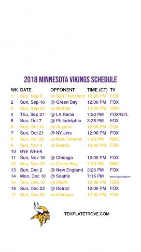 Minnesota Vikings Lock Screen Schedule For iPhone Plus