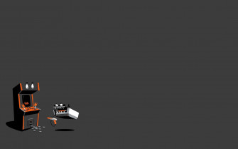 A Black Background With And Orange Machine