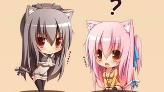 Wallpaper Chibi Cleavage Mia Anime Ears Pose