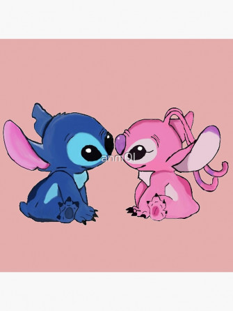 Valentines Day Stitch Angel Art Print By Anm0l