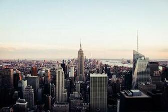 New York Usa Empire State Building Houses Skyscrapers Dusk Wallpaper