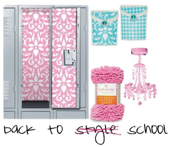Locker Wallpaper Pink Damask Aqua White Bins Shaggy