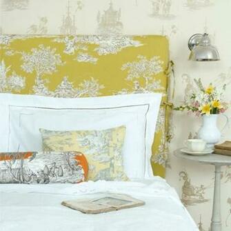Mustard Yellow Toile Bedroom