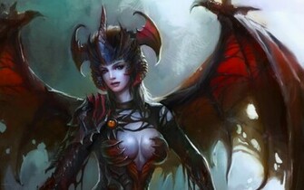 Wings Succubus Horns Armor Artwork Demon Girl Wallpaper