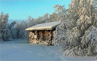 Log Cabin In Winter