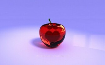 Red Glass Apple With A Heart Inside Wallpaper For Pc Or Mac