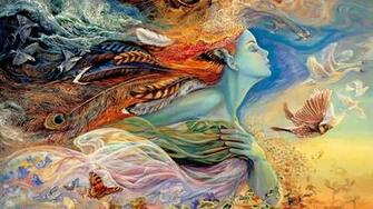 Fantasy Woman Feathers Animals Desktop Pc And Mac Wallpaper
