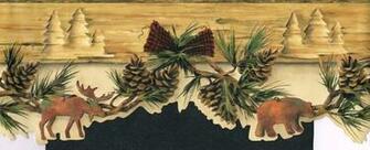 Wallpaper Border Wall Country Moose Bear Amp Pine Cones Needles