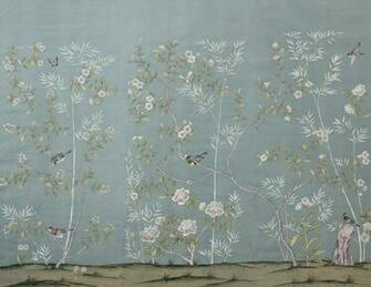 Peonies And Orange Blossoms Chic Chinoiserie Wallpaper