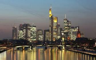 Wallpaper Germany Frankfurt Bridge Evening