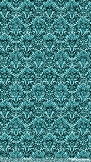 Teal Damask Pattern iPhone Wallpaper Vintage