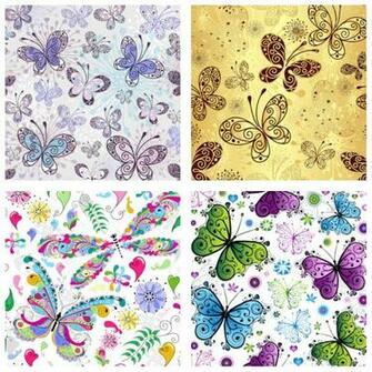 Set Of Vector Butterfly Wallpaper Designs With Patterns