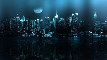 Blue Night City Wallpaper On