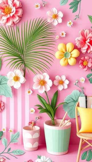 Pink Summer Preppy Wallpaper