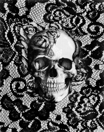 Skulls And Black Roses Wallpaper Rose Skull On Lace Base