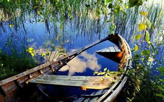 Sunken Rowboat Wallpaper Photography