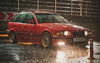 Bmw E36 Touring Red Bbs Rain Tuning Wallpaper