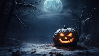 Halloween Snowy Night Ai Generated 4k Wallpaper