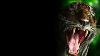 Wallpaper Tiger Teeth Scary Evil Full HD 1080p