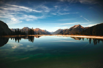 Lake Clouds Mountains Forest Landscape Scenic Reflection Wallpaper