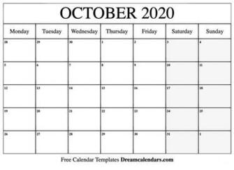 October Printable Calendar Dream Calendars