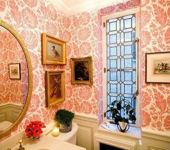 Lee Jofa Wallpaper In A Powder Room