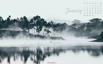 January Mist Desktop Calendar Wallpaper