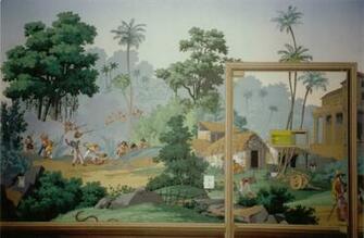 Zuber Et Cie Hand Blocked Scenic Wallpaper Balustrade In Nassau
