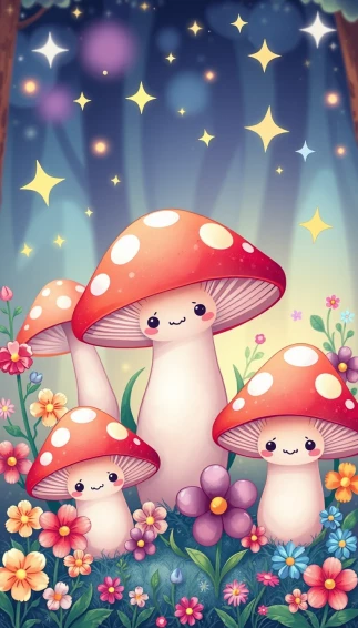 Kawaii Mushroom Wallpaper