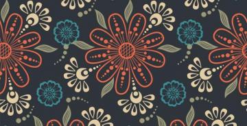 Pattern Floral Orange Blue Flowers Abstract Wallpaper HD Image