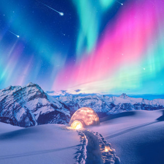 Snow Winter Iceland Aurora Northern Lights Laptop Full