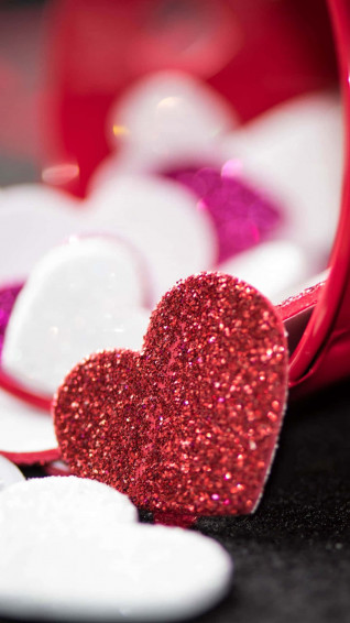 Glitter Pink Hearts Wallpaper