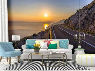 Amazon Orange Sunset Landscape Wall Mural 3d Mountain Road