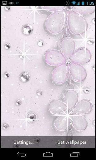 Purple Rhinestone Flower Live Wallpaper Android