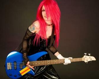 Guitar Girl Black Red Picture And Wallpaper Funny Doblelol