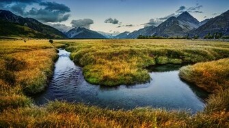 New Zealand Nature Landscape River Mountains Meadows Wallpaper Jpg