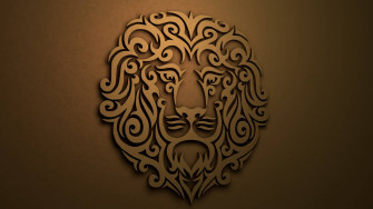 Lion Head Brown Wall Sculpture Wallpaper