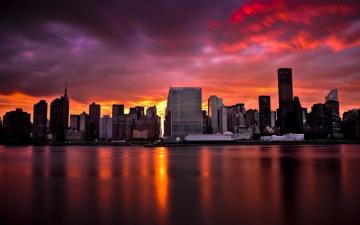 Wallpaper New York City Sunset Manhattan World