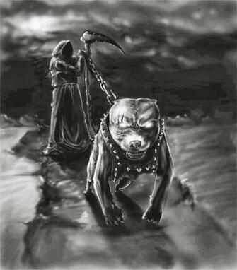 Photo Skulls Death Pitbull Grim Reaper Dark Art Pit Bull Tattoo