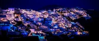 Wallpaper Santorini Greece Night City