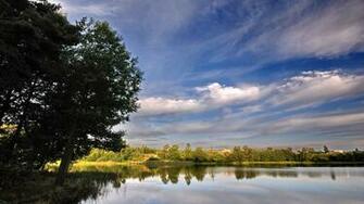 Lakeside Trees Widescreen Wallpaper